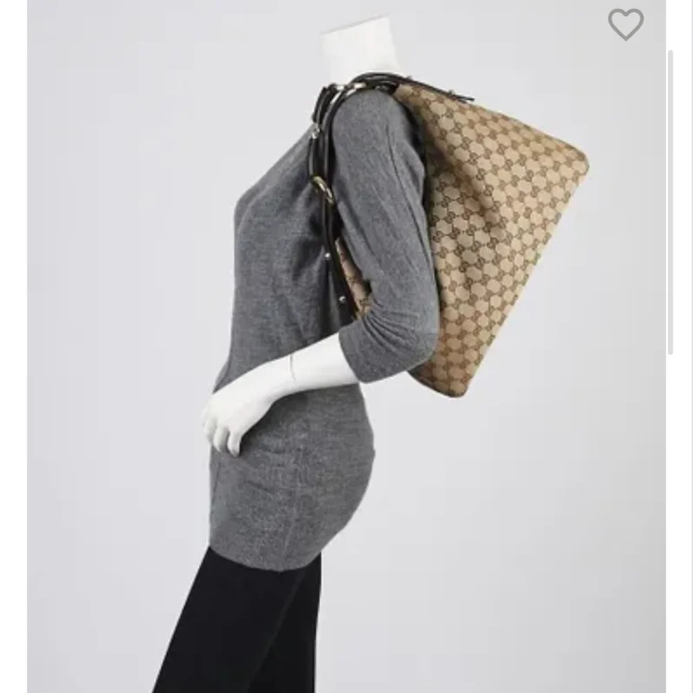 Gucci Beige/Ebony GG Canvas Medium Horsebit Hobo Bag